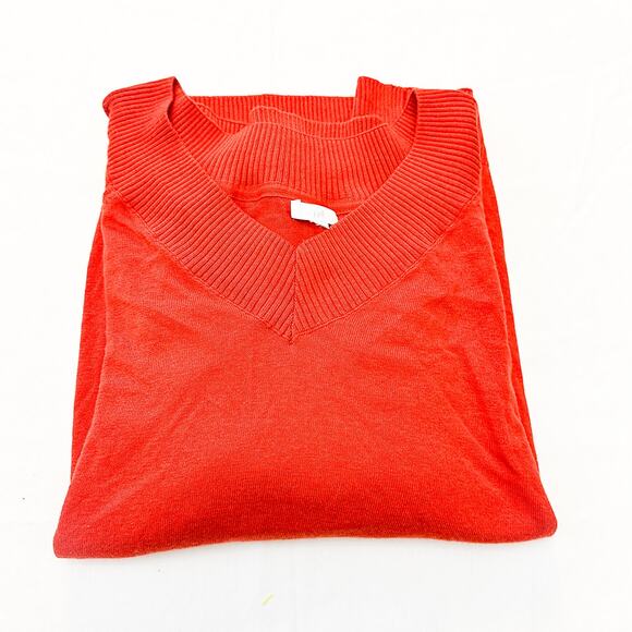 J. Jill Orange Long Sleeve V-Neck Sweater Size XL - Picture 1 of 5